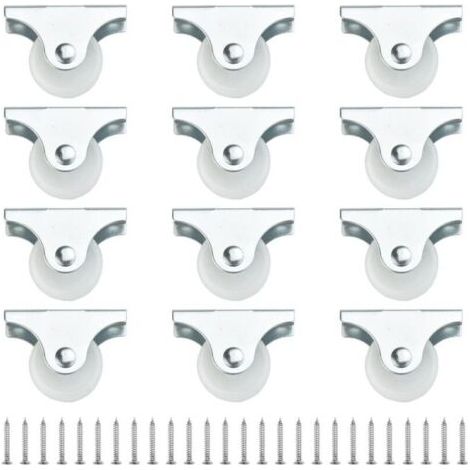 12 Pcs Petite Roulette pour Meuble 25 mm, Mini Roulettes Directionnels, Roulette Fixe en Plastique et Métal, Petites Roulettes à Visser non Pivotantes, pour Meuble Chariots Cabinet Armoire (1/4)
