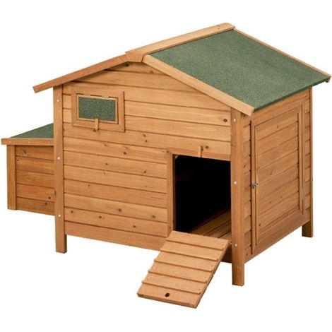 Pollaio in legno Berlino 136x90x99 cm  Casetta in legno con nido elevato  Porta laterale che consente l'accesso al nido