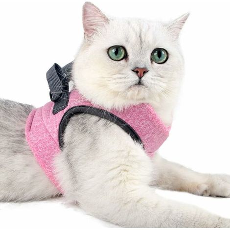 Arnés y correa ultraligeros para gatos, suave y cómodo, chaqueta para pasear y correr, a prueba de fugas, apto para cachorros y conejos (rosa, S)