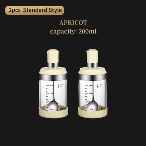 (2 pots à épices de 200 ml, beige, sans poignée), boîte de rangement, avec cuillères (1/4)