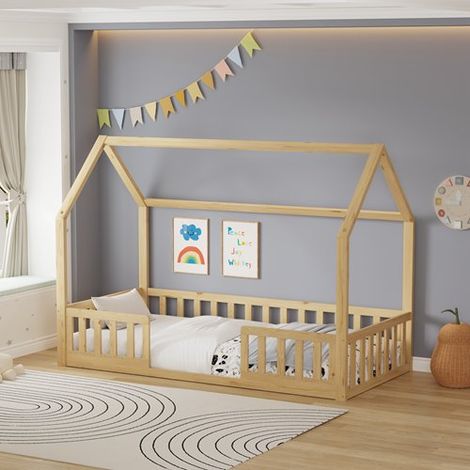 WestWood House Shape Kid Wood Bed Frame KHB01 Natural