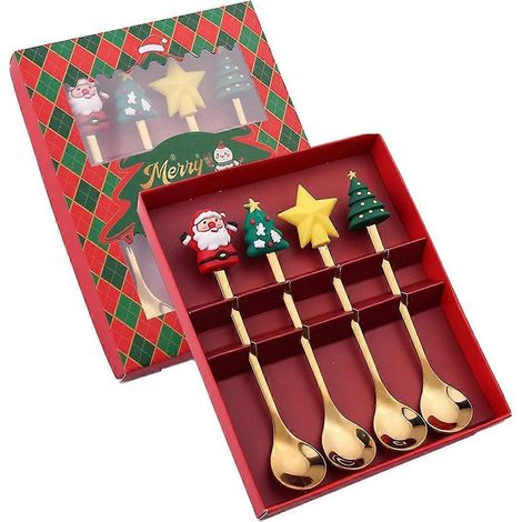Weihnachtsgeschenkset, Besteckset mit Löffel und Gabel, Geschirrset D--