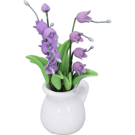 Mini Pots de Fleurs en Céramique Blanche 1:12 pour Maison de Poupée, Décoration Miniature Lys des Vallées (1/5)