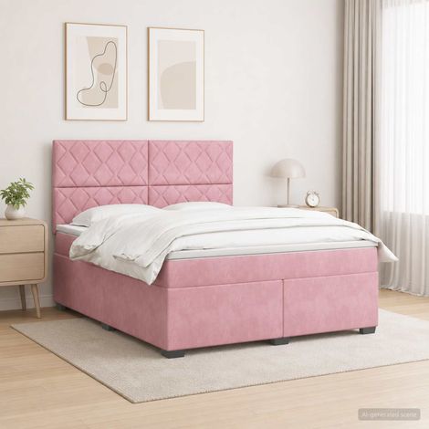 vidaXL Lit boxspring avec matelas Rose 140 x 200 cm Velours (1/5)