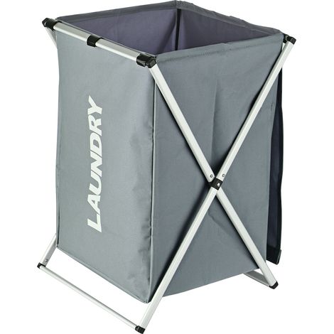 DECDEAL Wäschekorb, Wäschekorb, Organizer, Sortierer, Aufbewahrung, faltbar, mit Abdeckgriff, Aluminiumrahmen, für Badezimmer, Schlafzimmer, Zuhause, Grau