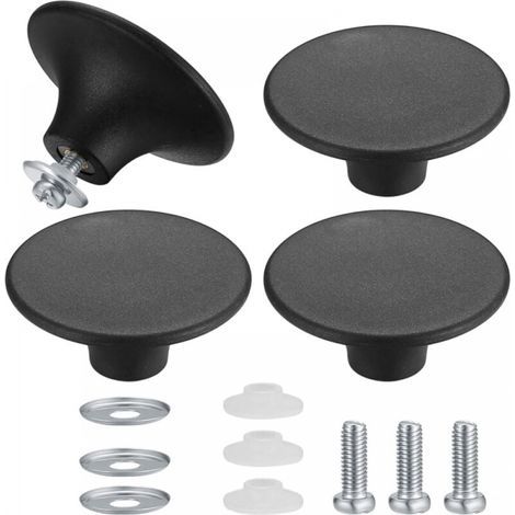 Pomelli per coperchi di pentole in 4 pezzi - Neri, Pomelli per coperchi di pentole, Maniglia universale per pentole da cucina in resistente acciaio inossidabile (1/5)