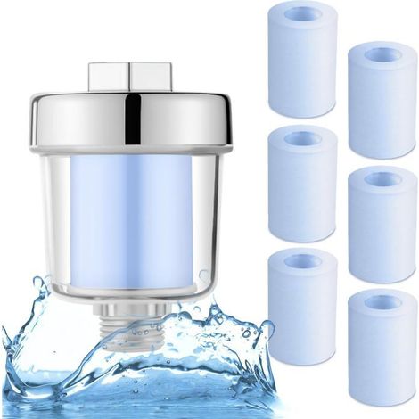 Filtre Douche, Filtre de Douche avec 6 Cartouches Filtrantes Remplaçables, Filtre pour Douche ou Robinets (1/5)