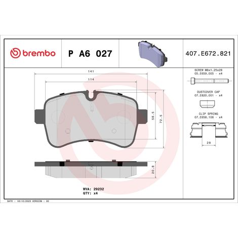PLAQUETTES DE FREIN ARRIÈRE BREMBO PA6027
