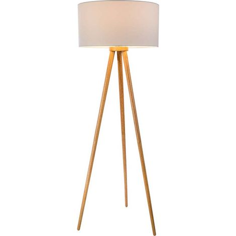 Lampadaire 1 feuille. Pied Stabilo en bois de frêne, abat-jour blanc pour 1xE27, max.60W, H: 150cm, abat-jour D: 50cm FAUX