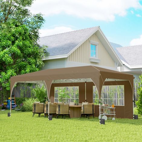 Tenda pieghevole 6x3 m con strisce riflettenti, protezione UPF 50+, facile da montare, sistema di chiusura centralizzato, impermeabile, beige. (1/5)