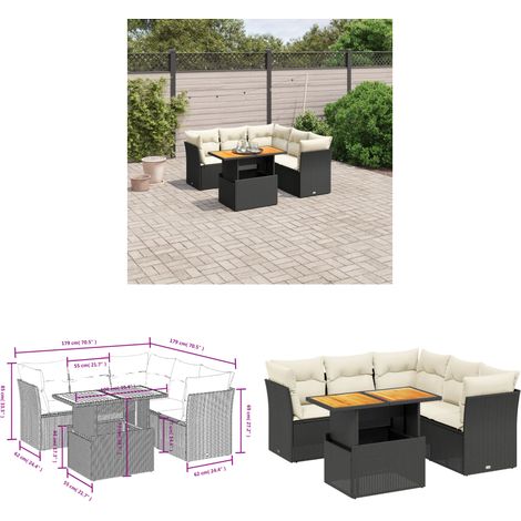 5-tlg. Garten-Sofagarnitur mit Kissen Schwarz Poly Rattan - Gartenmöbel - Sofagarnitur - Rattan Möbel - Outdoor Möbel - Balkonmöbel - Home & Living (1/3)