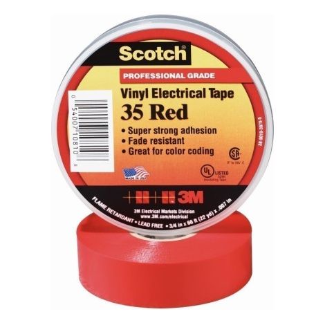 Cinta Aisl. 1,9Cmx20Mt Scotch® 35 Vinilo Roja 3M™