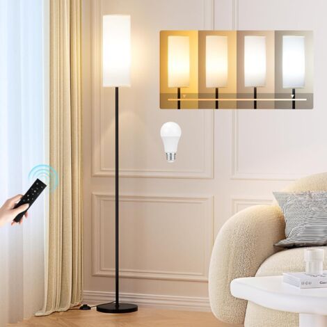 Lampadaire sur Pied Salon, Moderne Lampadaire à Intensité Variable avec Télécommande, 4 Températures de Couleur, Abat-jour en Lin, Lampe Vintage pour Salon Chambre Bureau (Ampoule Incluse) (1/5)