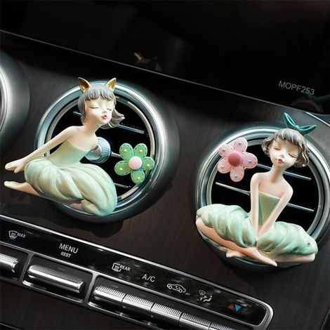 Lot porte-bonheur résine fille fleur pour grille d'aération voiture, déco intérieure colorée, charme climatisation, ornement auto (1/5)