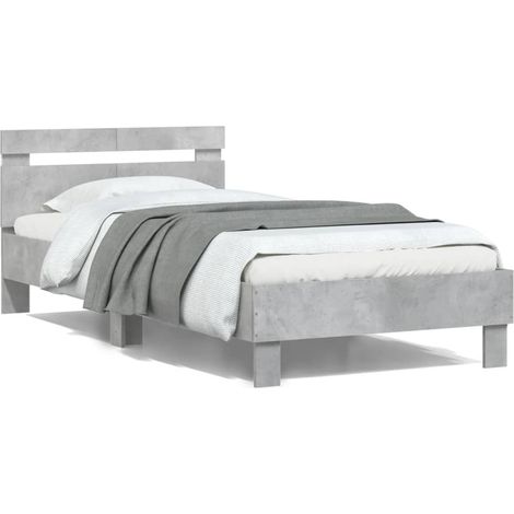 Estructura de cama cabecero luces LED gris hormigón 100x200 cm vidaXL (1/5)
