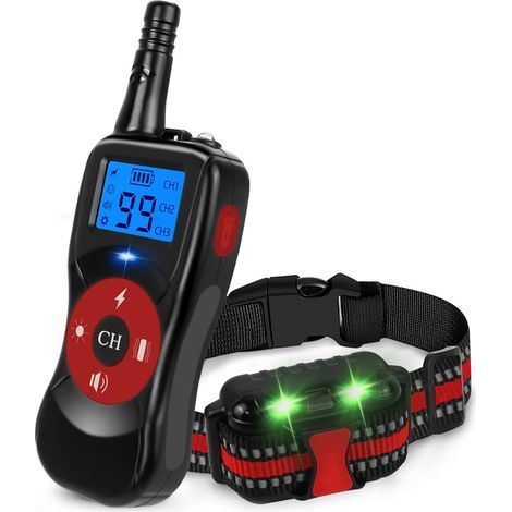 Collare da addestramento rosso per cani, ricaricabile, per cani di piccola, media e grande taglia, 3+1 modalità di addestramento, telecomando a 500 m, collari per addestramento cani (1/5)