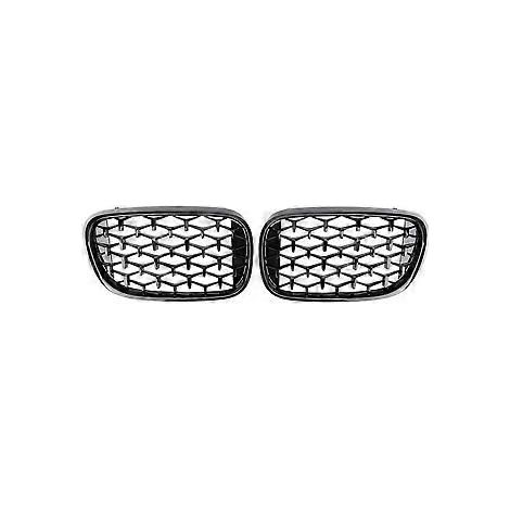 Diamond Car Frontstoßstangen-Nierengrill-Renngrill für 7er BMW G11 G12 730li 740li (2016–2019), Schwarz