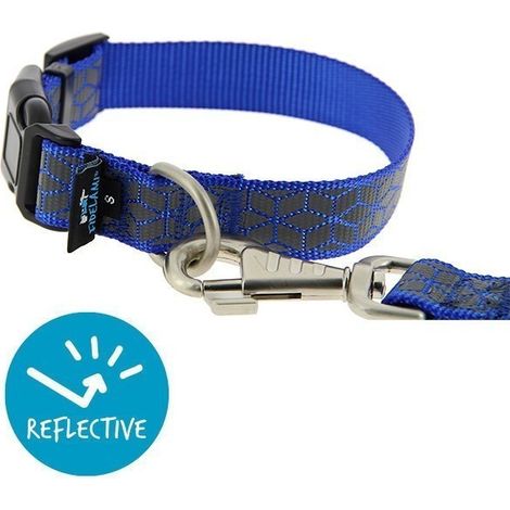 Collier motifs Réfléchissants bleu Fidelami - Sécurité et Style pour vos Promenades Nocturnes S 28 à 40 cm (1/5)