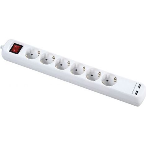 BASE MÚLTIPLE CON INTERRUPTOR 3 ENCHUFES Y 2 USB CABLE 3X1,5 1,4 METROS ALYCO (1/5)