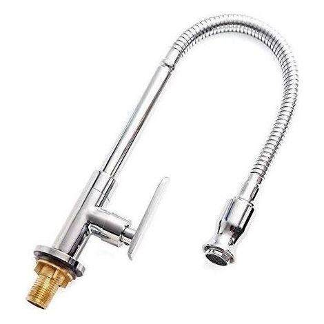 Rubinetto monocomando flessibile per lavello da cucina, rubinetto monocomando per lavabo ad acqua fredda, rubinetto per lavabo, installazione a incasso sul piano di lavoro, finitura cromata (1/4)