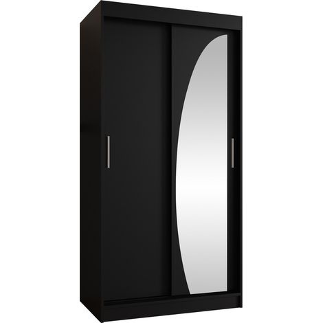 Armoire Hartford 498, Noir, 200x100x62cm, Portes d'armoire: Coulissantes, Nombre d'étagères: 0 (1/4)