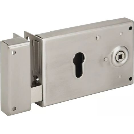 Serrure de grille en applique inox - Devismes - Gauche