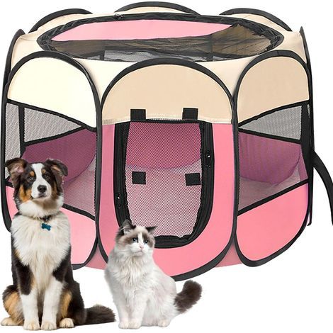 Foldable Cage Waterproof Oxford Cloth Pet Enclosure Indoor Outdoor Travel (1/5)