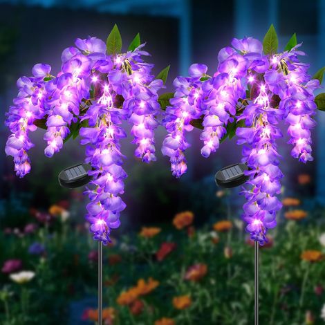 Solar Outdoor Garden Light, 2 Pieces Wisteria Light with Purple LED, 2 Modes Solar Waterproof Outdoor Garden Decoration, Solar Lighting Deco for Patio, Pathway, Courtyard, Porch (1/5)