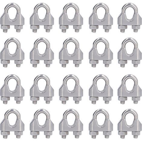 20 Pièces Colliers de Câble en Acier Inoxydable M6 (6mm) pour Câbles et Cordages