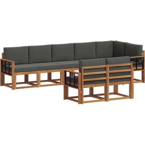 Conjunto de sofás de exterior 8 uds. Natural y Antracita vidaXL (1/5)