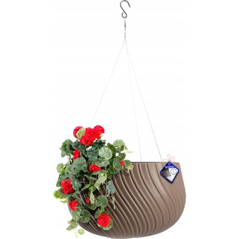 KADAX Hängetopf, Blumenampel mit Kette und Haken, 32 cm, Braun