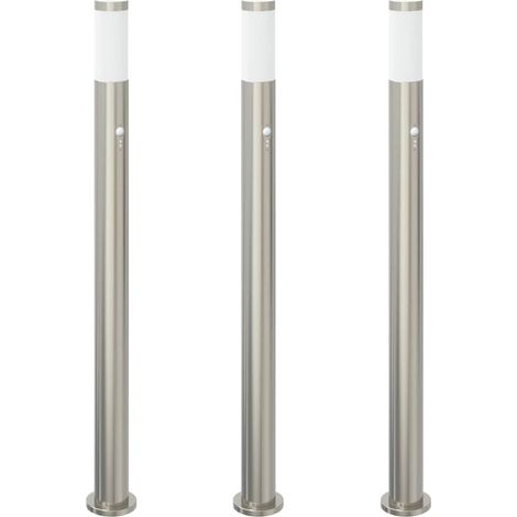 Bornes lumineuses avec détecteur lot de 3 110 cm acier inoxydable IP44 vidaXL (1/5)