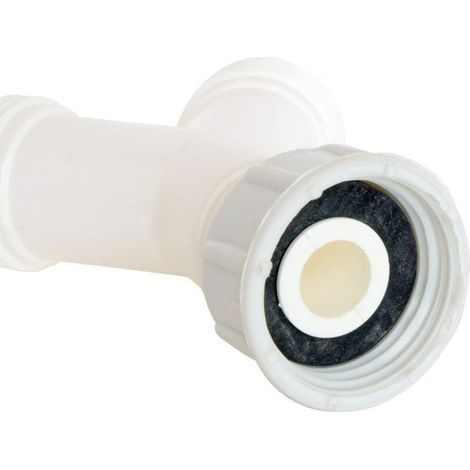 2-Wege-Abzweigverschraubung mit Drehüberwurfmutter M20 27, Kunststoff, für Sanitärgeräte, Waschmaschine, Geschirrspüler, Grau (1/3)