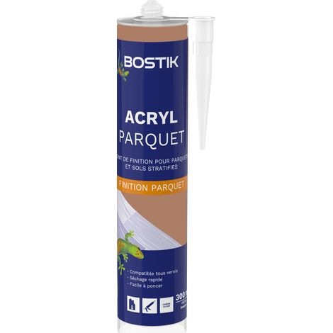 Bostik Joint Acryl Parquet et Sols Stratifié – Colle Mastic Acrylique – Compatible Tous Vernis – Sans Solvant – Couleur : Chêne Clair, Cartouche 300 ml