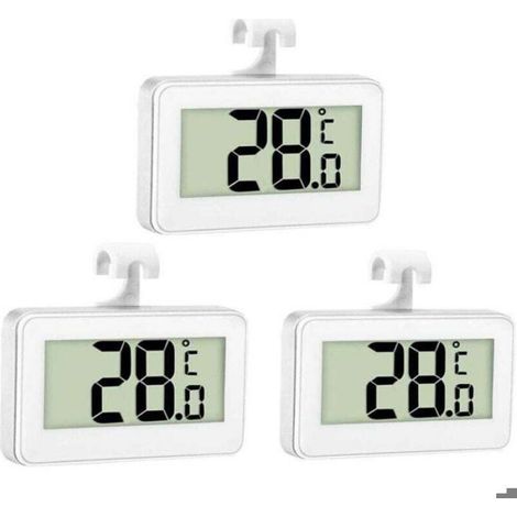 Lot de 3 Thermomètre numérique, Écran LCD, Étanche, Plage -20°C à +50°C, Réfrigérateur Congélateur Cave à vin (1/4)
