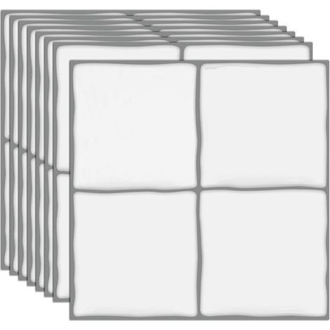 Set di 10 adesivi murali in classico bianco. Adesivi autoadesivi da parete, 15,25 x 15,25 cm. Impermeabili. (1/4)