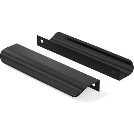 Juego de 5 tiradores invisibles negros para armarios de cocina - Tiradores de cocina de aleación de aluminio negro mate, espaciado entre orificios de 128 mm (1/5)
