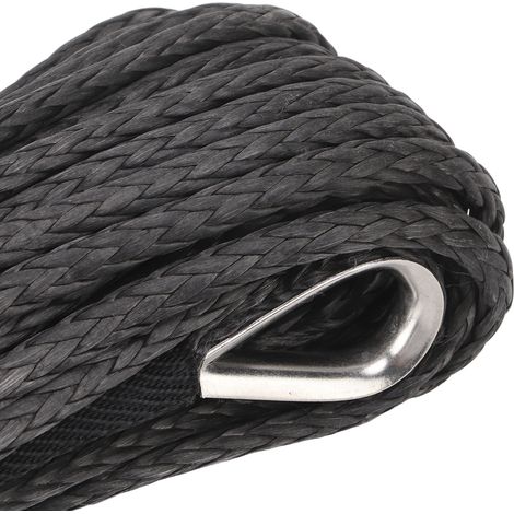 Cabrestante para remolque con cuerda de nailon negra resistente al desgaste de 15 m para SUV, camión, ATV, UTV.