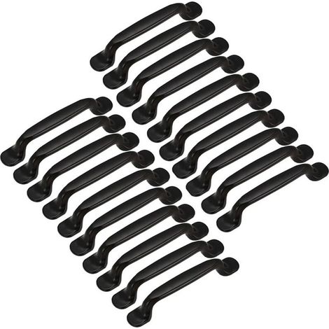 20x Kitchen Cabinet Cupboard Drawer Bedroom Furniture Pull Handles, 128mm Hole Spacing, Black Aluminum (1/5)