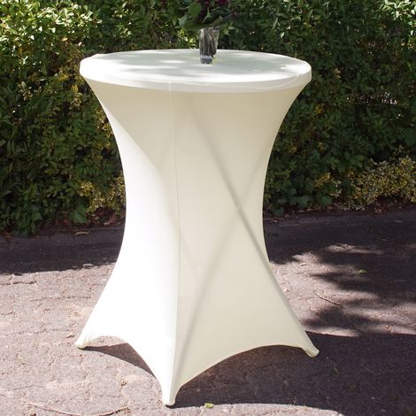 5er Set Stehtischhusse Stretch beige Partytisch Bistrotisch 80cm (1/5)