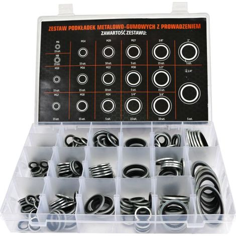 Satz Metall-Gummischeiben, 205-teilig, TEGER, metrisch, Zoll (1/2)