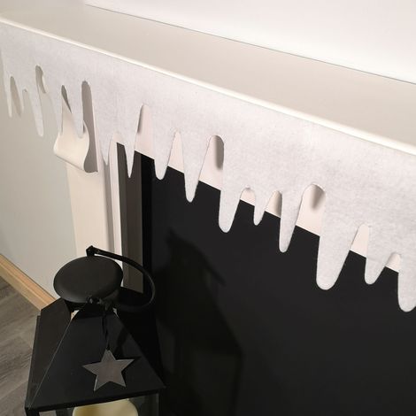 Premier White Felt 18cm x 240cm Decorative Glitter Christmas Icicle Fringe Wall Fireplace Decoration (1/5)