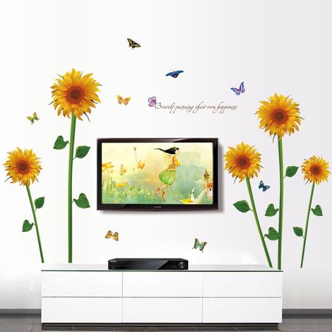 Sticker mural tournesol 3D pour décoration intérieure (Dimensions : 135 cm x 134 cm) (1/5)