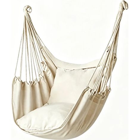 Hängesessel, Boho-Seilschaukel, Makramee-Hängesessel für drinnen und draußen, Schlafzimmer, Garten, Balkon, Terrasse, Veranda, maximale Belastung 150 kg