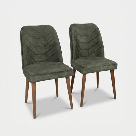 Silla, asiento, silla de comedor Set Nuez Dark Verde (1/5)