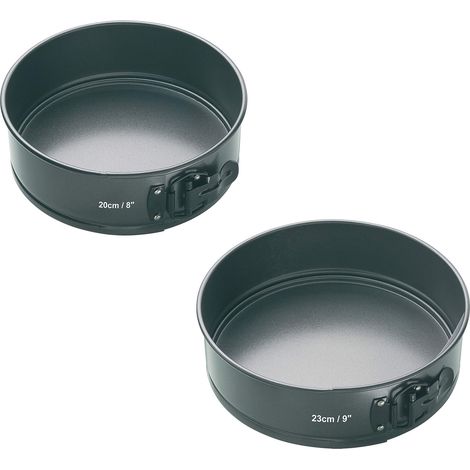 MASTERCLASS Set di 2 Tortiere/Teglie da Forno Antiaderenti con Apertura a Cerniera in Acciaio, 20 cm (8 inch) e 23 cm (9 inch) - Grigio (1/5)