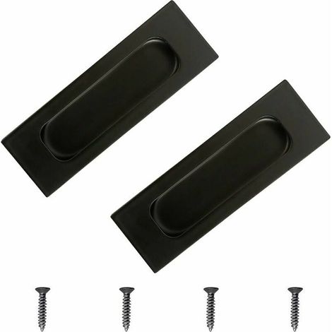 Set aus 2 rechteckigen Schiebetürgriffen aus schwarzem Edelstahl mit versenkter seitlicher Öffnung (1/5)