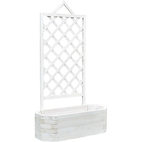 Melko – Jardinière avec écran d'intimité 150 cm – Treillis en bois épicéa – Grand intérieur pour plantes grimpantes – Kit de montage inclus (1/5)