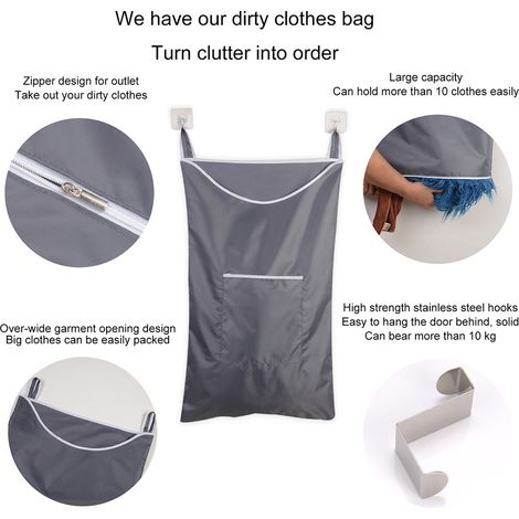 1 sac à linge sale en tissu Oxford grande capacité (kaki) (1/5)
