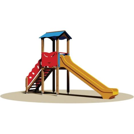 Giochipark torretta Virginia 802 scivolo poly o vetroresina H134cm scala e tetto - Polietilene colorato